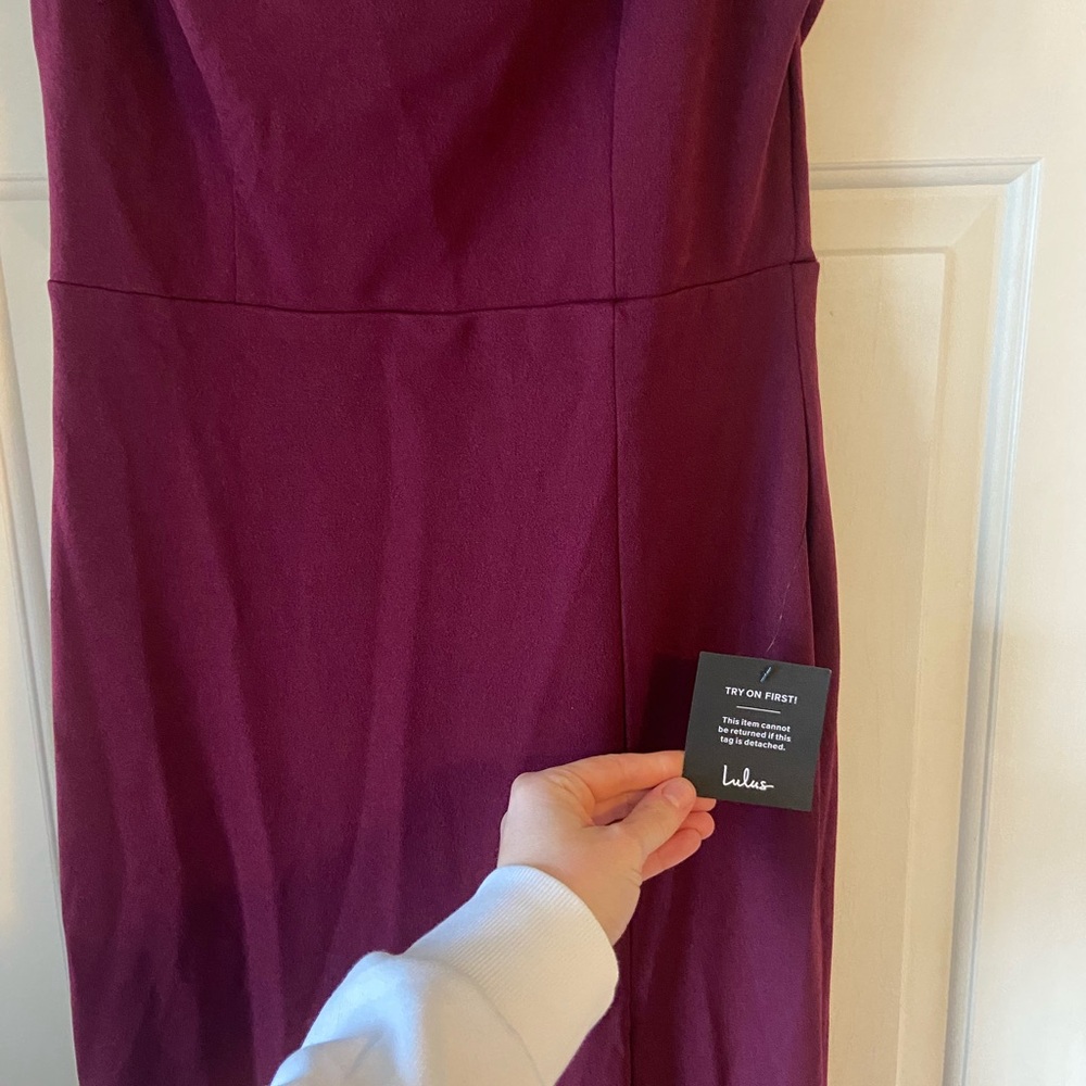 Lulu's Strapless Burgundy Gown - Picture 5 of 9